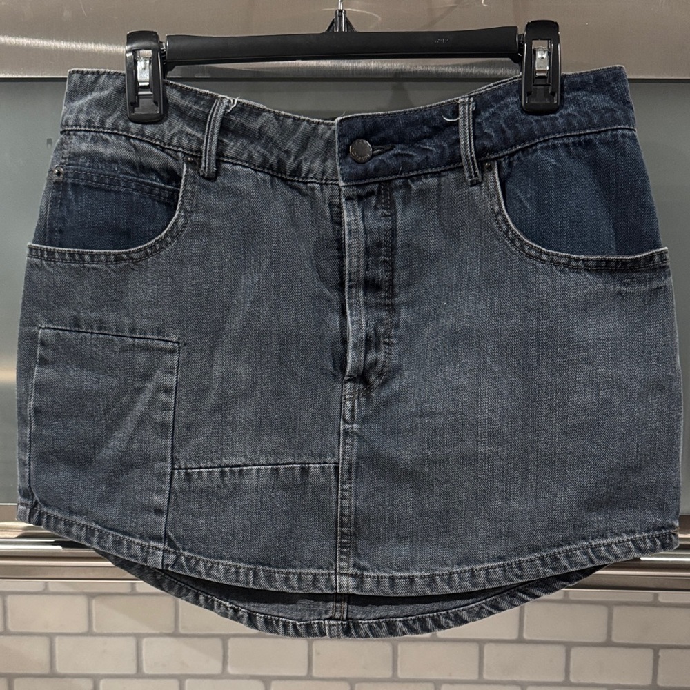 Free People Dark Wash Denim Mini Skirt Skort Size W27